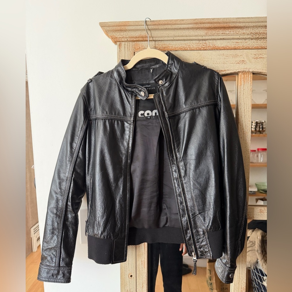 Vintage Conbipel Vera Pelle black leather jacket